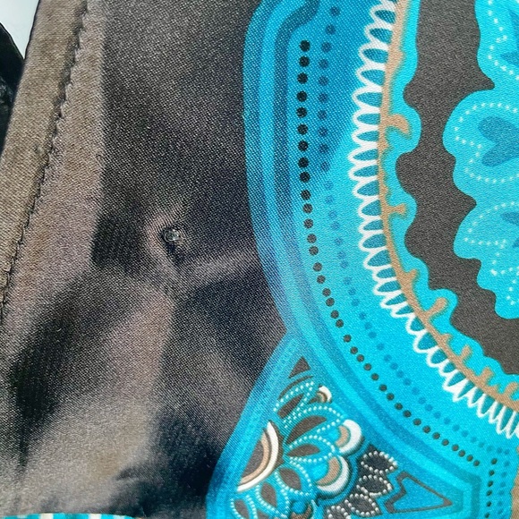 Kimono Style Deep Plunge V-Neck Paisley Blouse - Picture 5 of 7